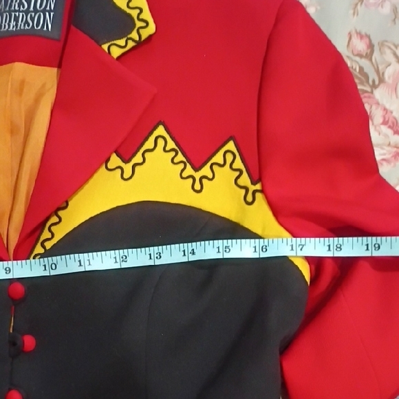 Colorful Women's Jacket with Red and Yellow Accents - Picture 2 of 7